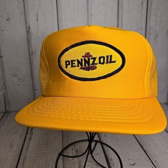 Pennzoil Hat Vintage Yellow Mesh Snapback Patch  Hat Cap - Picture 1 of 10